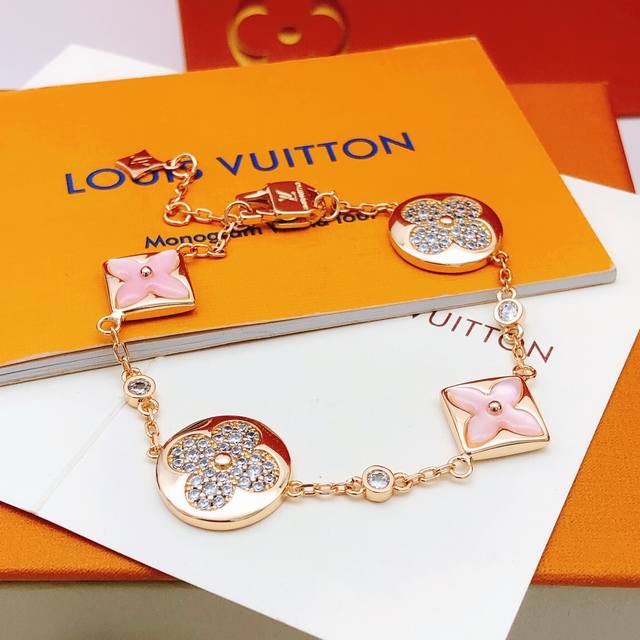 Id Lsl0170 Lv*Latest Rose Gold Pink Pearl Mother-Of-Pearl Bracelet, Zp Brass Mat