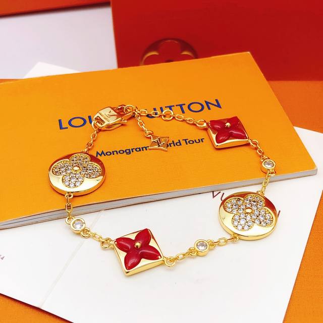 Id Lsl0185 Lv*Latest Red Red Pearl Mother-Of-Pearl Bracelet, Consistent Zp Brass