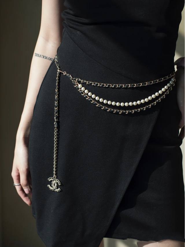 Id Xxl0852 Ch*Nel's Latest Pearl Leather Waist Chain, Made Of Zp Brass,