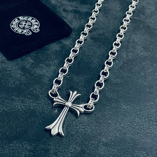 Chrome Hearts Cross Pendant With Linked Letters Necklace, Imported Authentic Cra