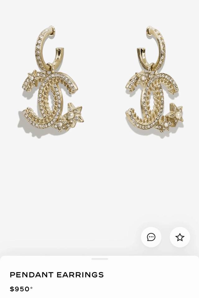 New Arrival Star-Studded Double C Earrings White, Elegant, And Versatile For Eve
