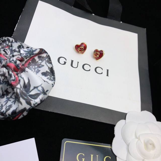 Gucci New Gucci Double G With Red Earrings Authentic Product Exclusively Molded,