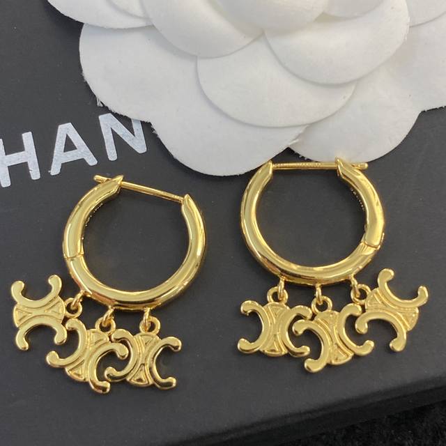 Code E2175 Celine Earrings Hot New Arrival Zp Celine Arc De Triomphe Fringe Logo