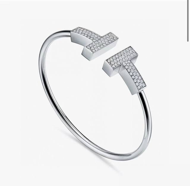 New Wide Large Double T Full Diamond Bracelet 1:1 Craftsmanship High-End Customi