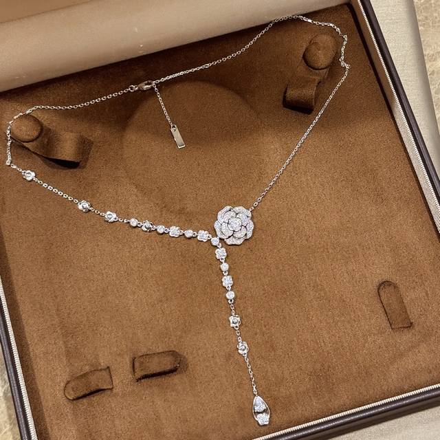 A0060 Pure Silver Fine Craftsmanship Camelia Series, Openwork, Full Diamond, Cam