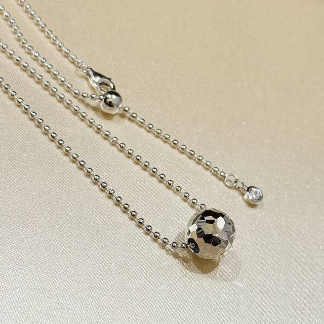 A5663 Cnc Pure Silver Version, Shattered Ice, Round Ball, Bead Necklace. Entirel