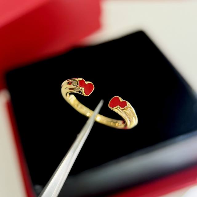 A0900 Qilin Limited Edition Enamel Red Gourd Open Ring, Symbolizing Companionshi