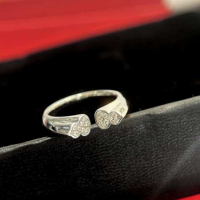 A1789 Qilin Limited Edition Full Diamond Double Gourd Open Ring Symbolizing Comp
