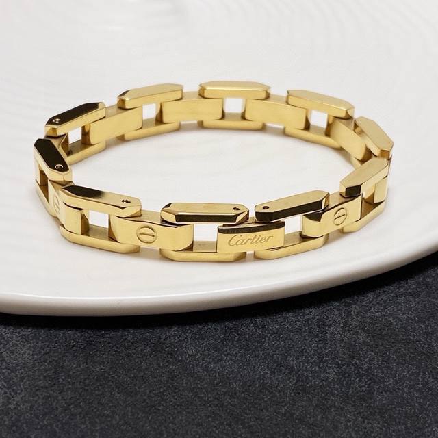 Cartier Classic Diamond-Free Chain Bracelet Tank Chain Unisex Style For Men And