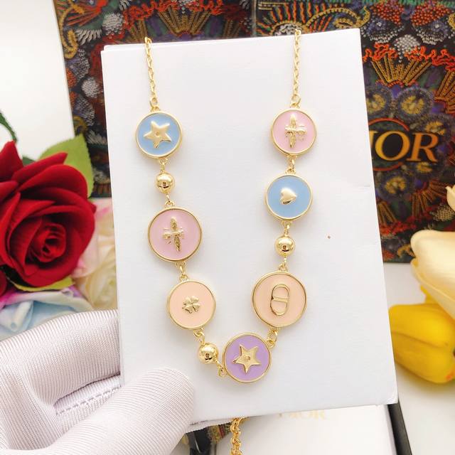 Model Number Dxl0009 Dio*Latest Colorful Drip Oil Necklace, Z-Batch Brass Materi