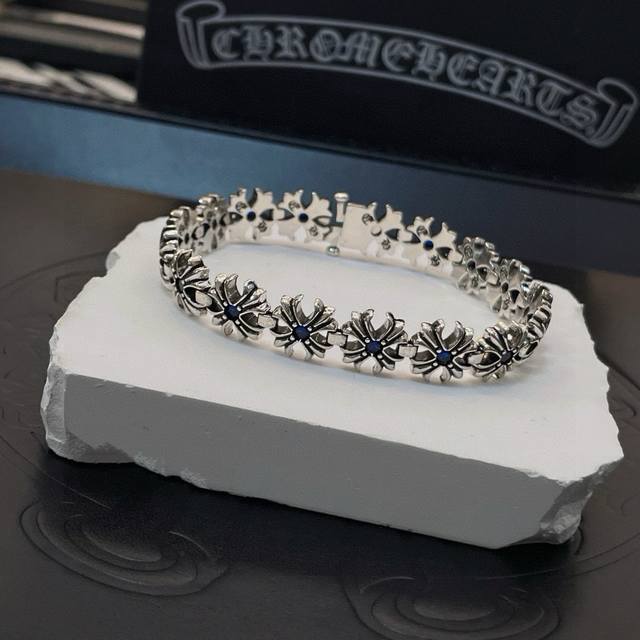 New Arrival, Counter Quality Chrome Hearts Cross Heart Classic Retro Blue Diamon