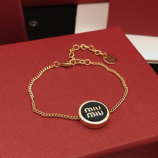 Id Msl0003 Miumi*'s Latest Black Round Bracelet, Made Of Zp Brass,