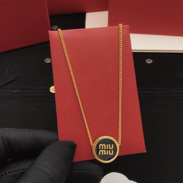 Id Mxl0004 Miumi*Latest Black Round Necklace, Zp Brass Material,