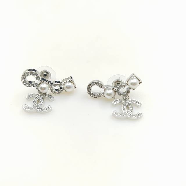 Chanel Latest White Gold Coco Earrings, Zp Brass Material,