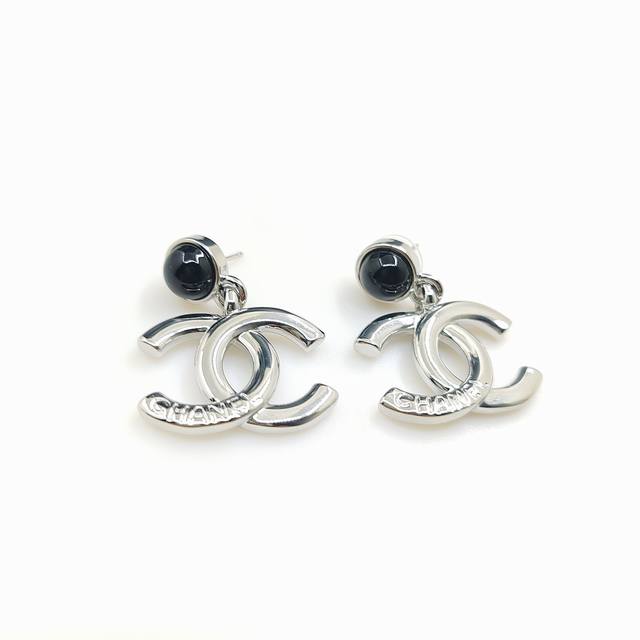 Chanel Latest White Gold Cc Letter Earrings, Zp Brass Material,