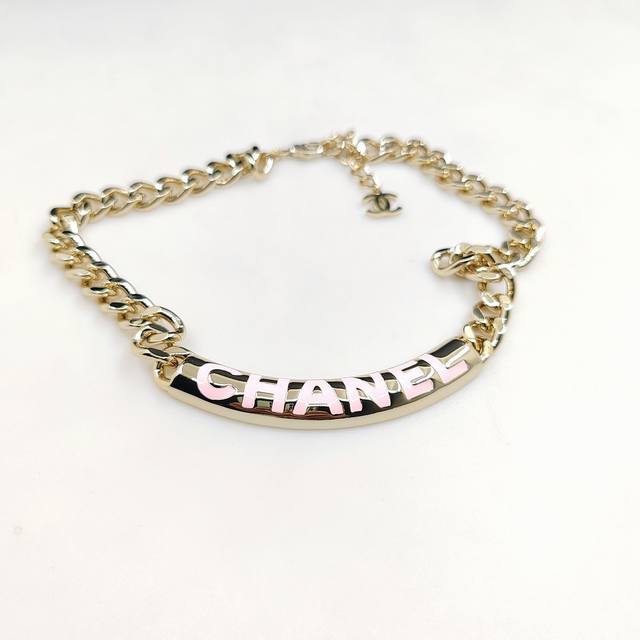 Chanel's Latest Pink Letter Pendant Necklace, Made Of Consistent Zp Brass Materi