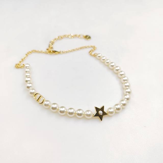 Daor Newest Five-Pointed Star Cd Pearl Necklace Consistent Zp Brass Material