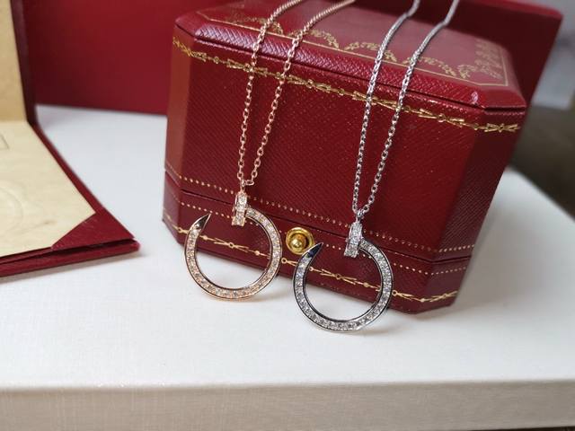 Cartier Full Diamond Stud Necklace With Polished Back, Authentic Store Quality,