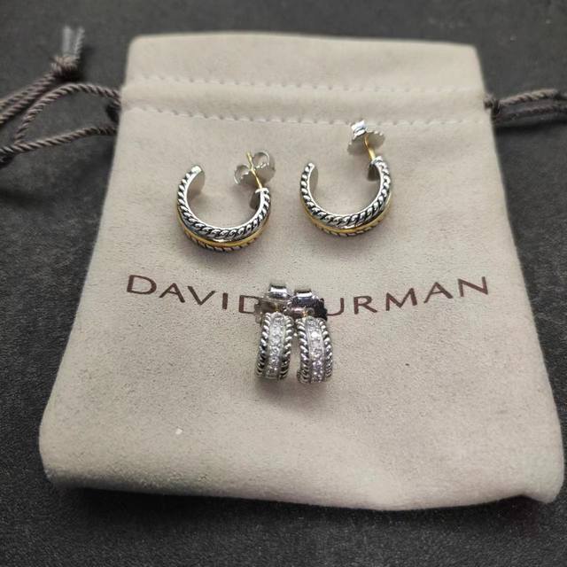 New Arrival David Yurman 11.4Mm Silver Diamond Half-Circle Earrings. Item Number