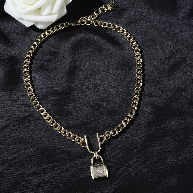 Chanel Lock-Head Necklace, With The Boutique, Double C Lock Bone Chain, Precisio