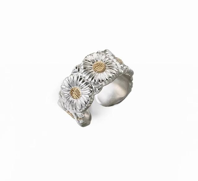 Daisy Ring Buccellati Italian High-End Jewelry Brand Vintage Palace-Style Ring,
