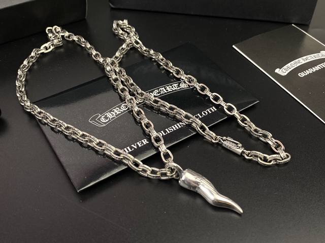 Croxin Wolf Tooth Pendant Pure Handmade Letter Chain, 70Cm Long