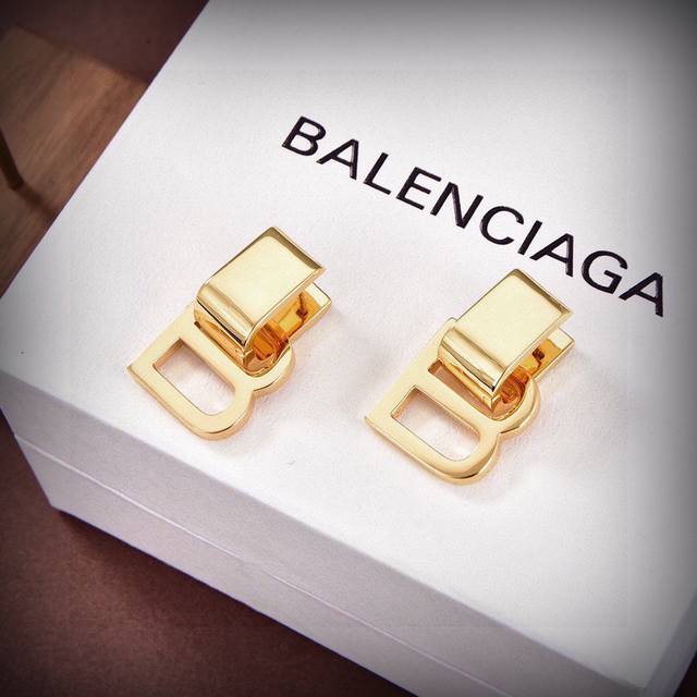 Authentic New Arrival Paris Balenciaga New Gold-Plated Earring Earrings, Made Of