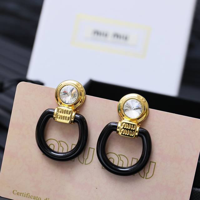 Miu Miu Acrylic Resin Earrings, Featuring A Golden Color Palette, These Earrings