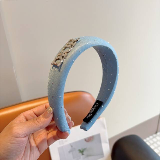 With Packaging Dior New Full Diamond Letter Hairband, High-Quality Headband That