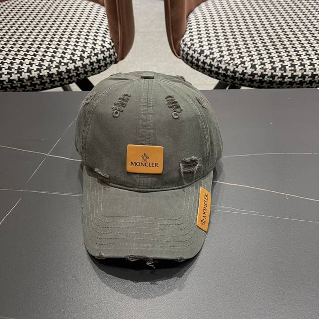 Moncler 2025 Spring New Arrival Unique Distressed Baseball Cap, High-Quality Bre
