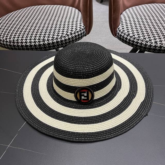 Fendi New Straw Hat And Bag Set, Travel-Friendly Women's Beach Sun Hat, Beach Va
