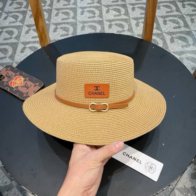 Chanel 2025 New Arrival Mini Chanel-Style Straw-Woven Vacation-Style Bucket Hat,