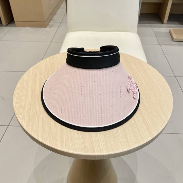Celine Black Vinyl Uv-Protective Open-Top Hat For Women, Summer Sun Hat With Wid