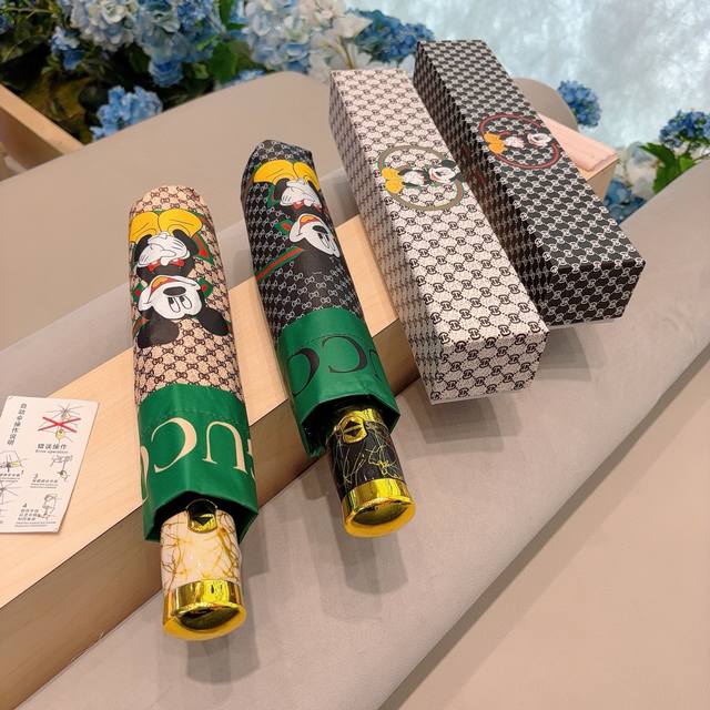 Gucci Mickey Three-Fold Automatic Folding Umbrella For Sunny And Rainy Days, Uv