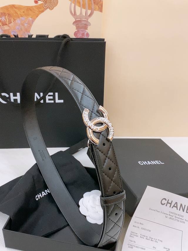 Chanel Resin Buckle Classic Double C Resin Black And White Belt New Logo Buckle