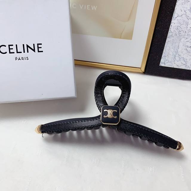 Celine Celine Hair Clip, Leather Retro Logo Hair Clip, Elegant And Versatile, Mu