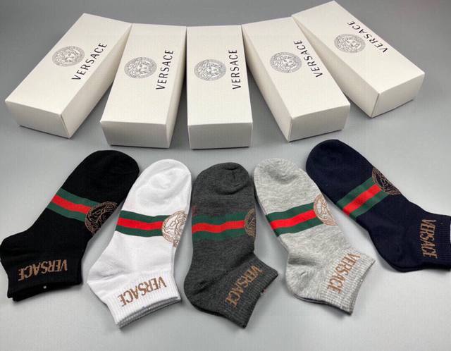 Special Versace New Men's Socks - 5 Pairs Per Box, Made From 100% Cotton, Ultra-