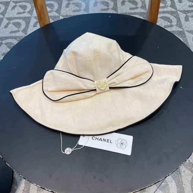 Chanel New Fashionable Bow Fisherman's Hat For Women, Summer Sun Hat With Wide B