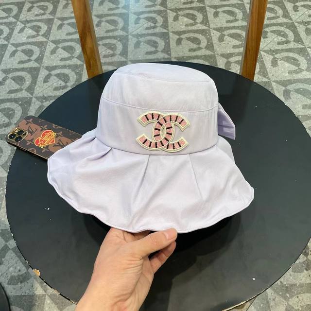 Chanel-Style Split Bow Fisherman's Hat, Canvas Hat, Minimalist Trendy Design, He