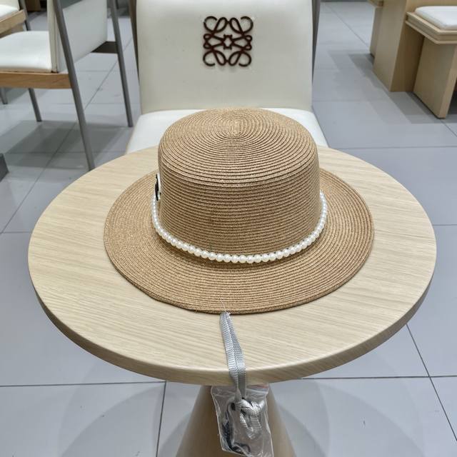 Chanel Flat-Top Straw Hat, Large Sun Hat, Fine Straw Construction, Official Mold