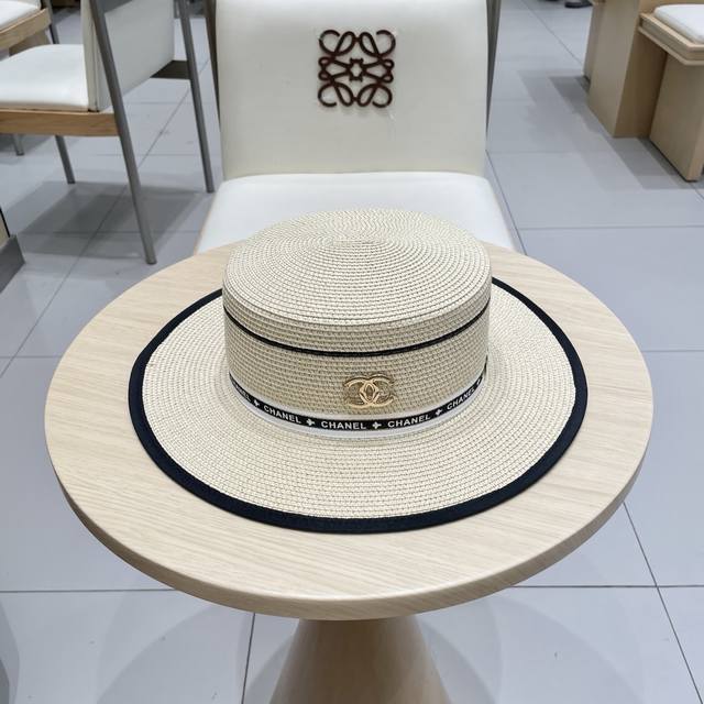 Chanel Large-Brimmed Hat, Sun Hat, Fine Straw Craftsmanship, Official Molded Des