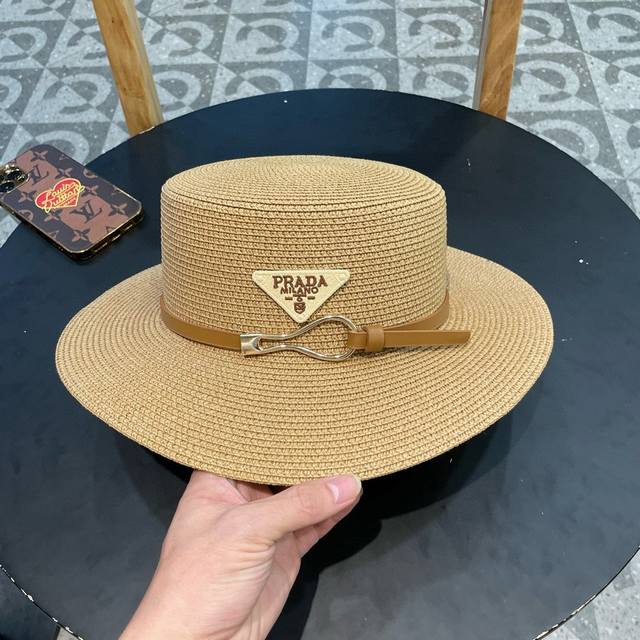 Prada Straw Hat, Sun Hat, L Head Circumference 57 Cm