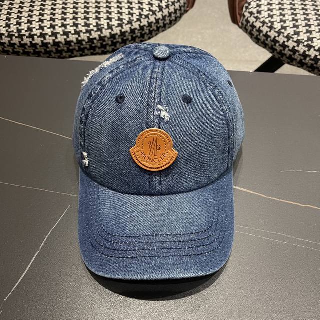 Spring/Summer New Arrival Moncler Denim Distressed Baseball Cap, Young And Fashi