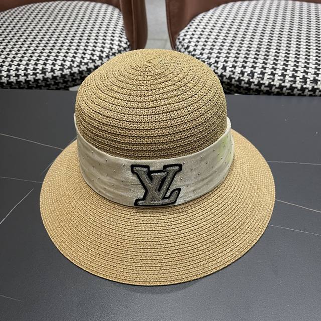 Lv Louis Vuitton 2025 New Straw Hat, Travel Essential, Super Versatile, Hurry An