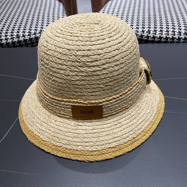 Dior Summer High-End Fashion Small Chanel-Style Raffia Sun Hat For Women, Sun Ha