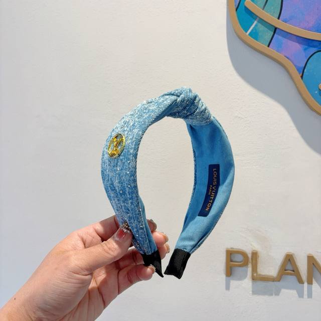 With Packaging Louis Vuitton Louis Vuitton New Denim Wide Hairband, Fashionable