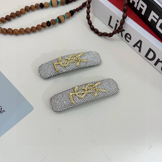 With Packaging: A Pair Of Ysl Saint Laurent New-Style Crystal-Embellished Side C