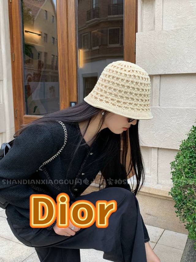 Dior Double-Sided Hand-Knitted Straw Hat Street Style Classic Niche High-Quality