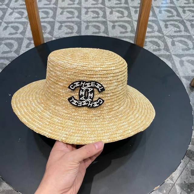 Chanel Lady-Like Small Ceremony Hat, Flat-Top Straw Hat, Head Circumference 57Cm