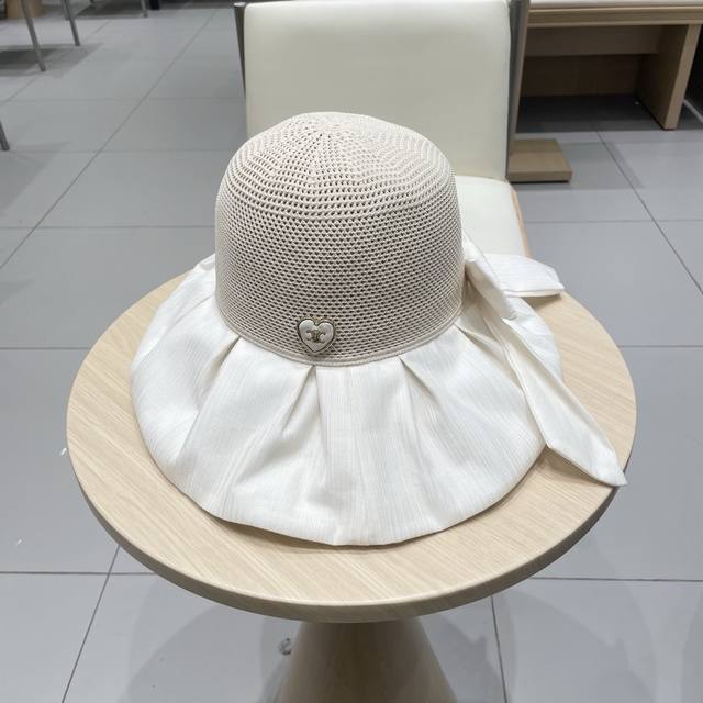 Celine Summer Wide-Brimmed Bow Fisherman's Hat For Women, Outdoor Cycling, Uv Pr
